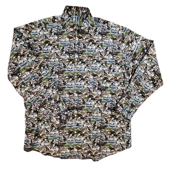 Alan Flusser Button Down Men's Casual button-up dress shirt sz Large - Picture 10 of 12